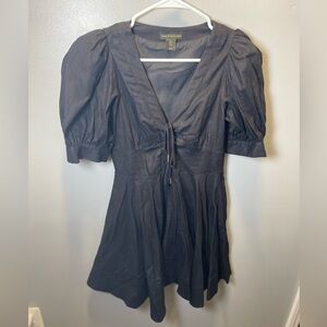 House of‎ Harlow 1960 Women's Linen Blend Puff Sleeve Mini Dress Black Size 4